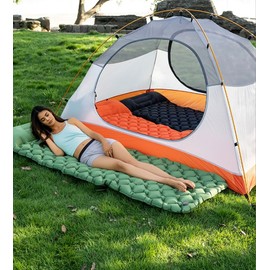 Baiao Ultralight Inflatable Camping Mat - With Integrated Pillow – Lightweight (0.55kg) and Compact Outdoor Sleeping Mat for Hiking and Bikepacking(Green)