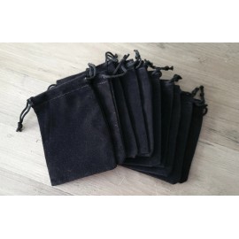 Lot of (10) Premium Drawstring Pouch Jewelry Gift Travel Bags, Black Velvet 3x4