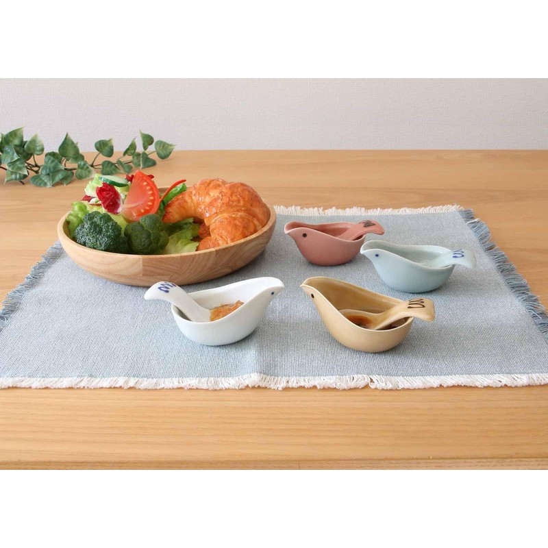 World Create viv Hasamiyaki Sauce Pot & Spoon, White Kotori