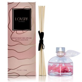 LOVSPA Moroccan Rose Scented Sticks Reed Diffuser Set – Soothing Floral Blend of Rose Essential Oils, 4.5 Ounces, Made in The USA