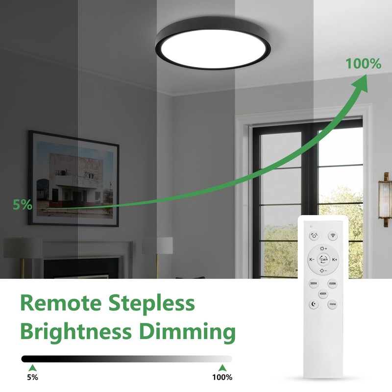 20 Inch Large LED Flush Mount Ceiling Light with Remote,40W,4350LM,3000K-6000K