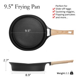 ESLITE LIFE Nonstick Deep Frying Pan Skillet, Healthy Granite Coating Egg Omelette Pan Stone Cookware Chef's Pan, PFOA Free(Black, 9.5 Inch)