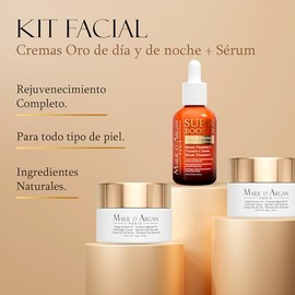 Marie dArgan Kit Facial Antiedad 3 Piezas, Cremas De Da Y Noche Con Oro 24K 50 g, Srum Vitamina C 10 30 ml Con Retinol Y cido Hialurnico, Para...     