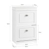Haotian Small Shoe Cabinet, White 2 Flip Drawers Freestanding Shoe