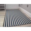 Moscow Grey Navy Non Slip Washable Rugs (50cm x 80cm)