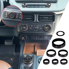 KUJOOY for Ford Maverick 2022 2023 2024 Headlight Switch Knob Button Cover Trim Interior Accessories Aluminum 7pcs (Black)