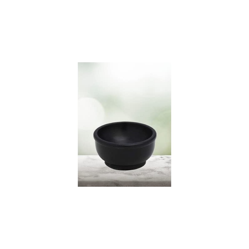 MaMeMi Round Soapstone Incense Bowl in Black [Fireproof Diameter 10