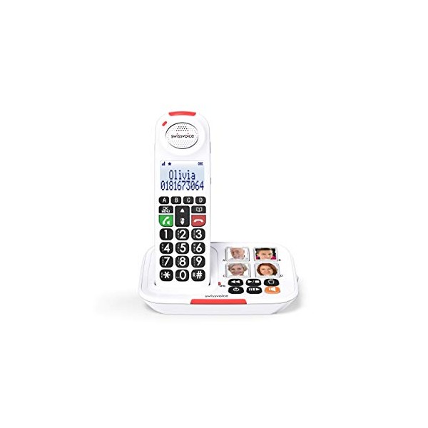 Swissvoice Xtra 2155 Big Button Phone for Elderly with Answering Machine -Cordless Big Button & Amplified Telephones - Hearing Aid Compatible Phones - Dementia Aids for the Elderly - Simple Telephone