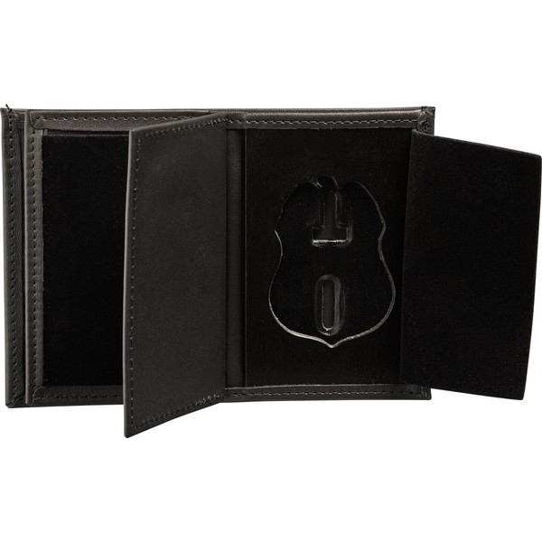Perfect Fit Shield Wallets Black Leather Bifold Wallet TSA Badge