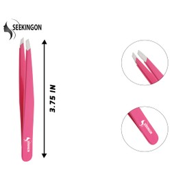 Pink Facial Hair Tweezers - Non Slip Grip Slant Sharp for Ingrown Hair Plucking
