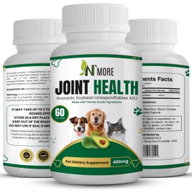 N'More Avocado Soybean Unsaponifiables Pet Joint Health Supplement 400 mg, Non-GMO, Dairy, Gluten & Shellfish Free, 60 Day Supply, One Capsule Per Day