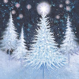 GBCC The Archive Collection Box of 20 Artistic Charity Christmas Cards - 'Snowy Trees' - 10 Cards Each of 2 Illustrative Designs - From The Great British Card Company, Multicoloured, 124 x 124mm