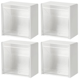 Alipis Pack of 4 Storage Boxes for Wall Makeup Organisers Holder Wall Mount Bathroom Holder Cotton Buds Holder Pads Organiser Organiser Office P.s White Lipstick