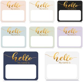 Name Tag Stickers 240 Pcs Gold Foil Hello My Name is Name Tag Stickers(3 "x2.5") Nametags Stickers for Clothes,Office,Student,Home Christmas Name Tags for People,Holiday Name Tags Stickers,8 Color