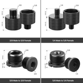 IXTECH Mic Stand Adapter Set 8 pieces Metal Microphone Stand Screw Thread Adapter 5/8 Female to 3/8 Male 3/8 Female to 5/8 Male 5/8 Female to 1/4 Male 1/4 Female to 5/8 Male Tripod Adapter