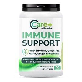 Immune Support Capsules: High Strength Turmeric, Green Tea, Garlic, Ginger & Vitamins D3, E - 60 Vegan Capsules (30 Day Supply) Made in the UK by Hempthy