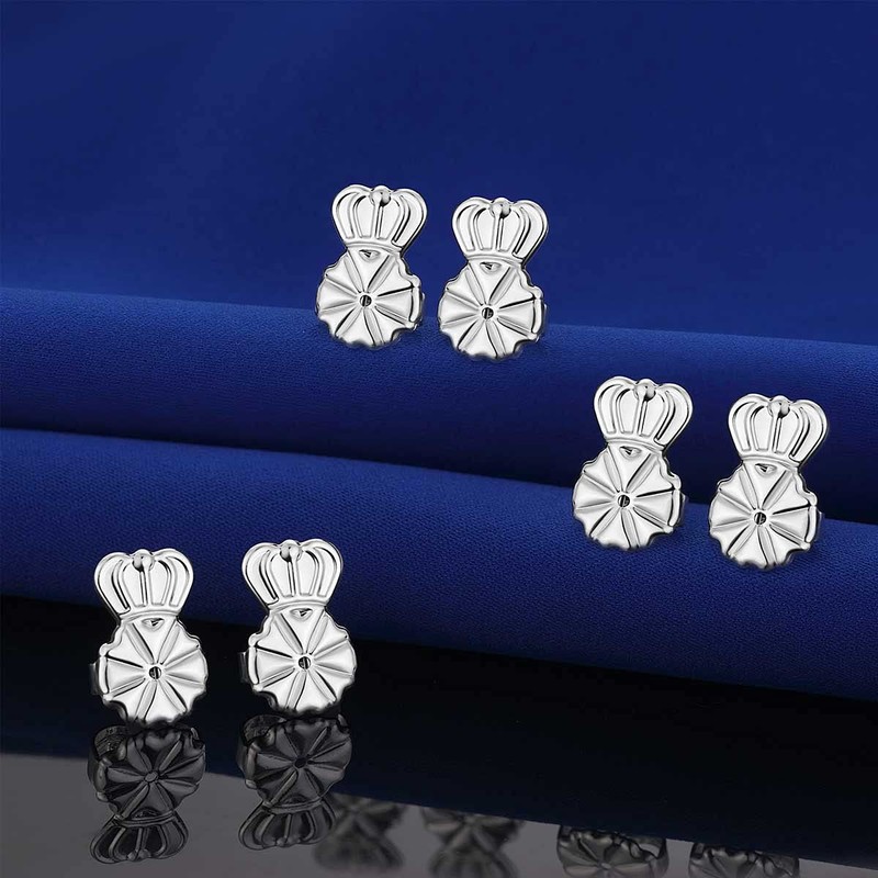 3 Pairs Earring Backs for Droopy Ears,18K Sterling Silver Earring