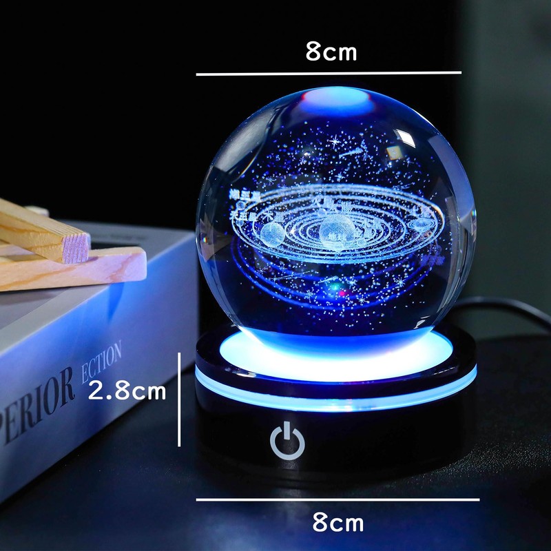 Kertari 3D Universe K9 Crystal Ball Solar System Model Birthday