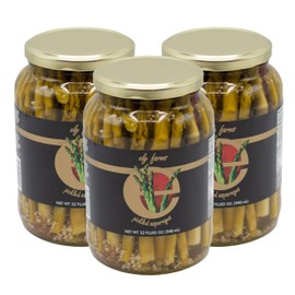 Ely Farms | Pickled Asparagus | Gourmet Crunchy Spears | Family Recipe | Zesty Dill and Garlic Flavor | Delicious Appetizer or Bloody Mary Garnish | Made in Nebraska USA | 32 oz Jar | 3-Pack