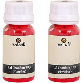 SATVIK Pack of 2 (50g) Red Chandan Tikka Powder | Lal Chandan Kumkum Tilak for Puja, Havan, Yajnas | Daily Pooja Essentials | Sacred Sandalwood Roli Tilak for Home Mandir & Rituals