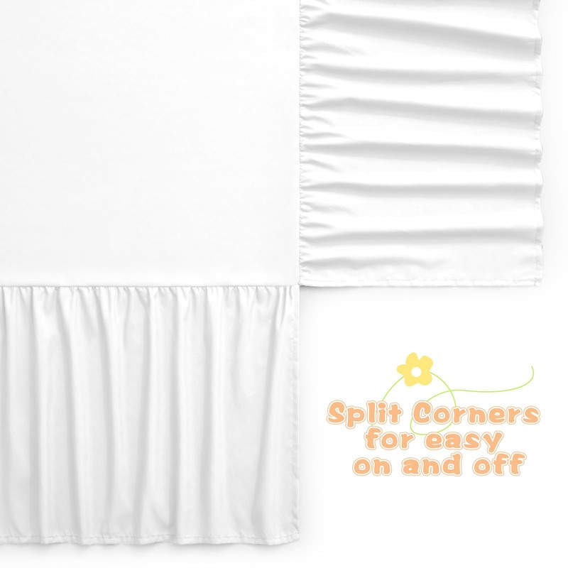 SiinvdaBZX White Crib Skirt Dust Ruffle, Microfiber Crib Bed Skirt