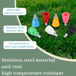 EZALOR 7Pcs Pressure Washer Nozzle Guard, Power Washer Tips with Upgraded Rubber Protector Cover, Stainless Steel Power Washing Tips with 1/4" Quick Connect, Orifice 4.0