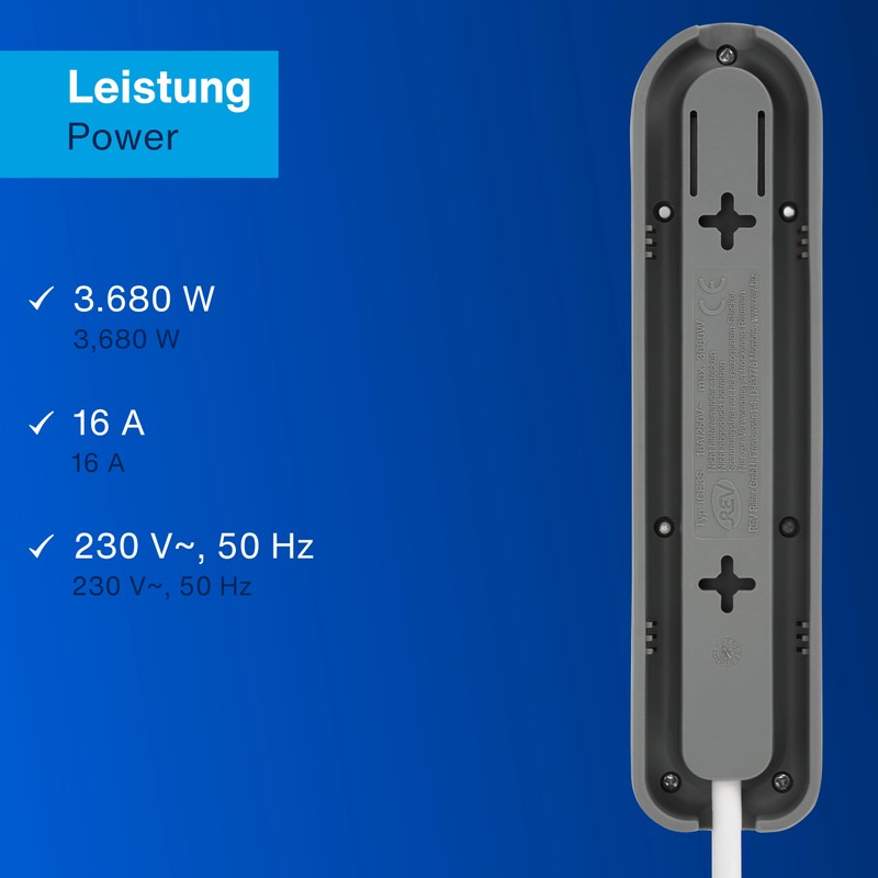 REV Power Strip ICE – Multiple Socket with 6-Way Switch,