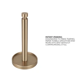 Ivilon Countertop Paper Towel Stand - Steady and Easy Tear - Fits All Paper Towel Rolls - Warm Gold