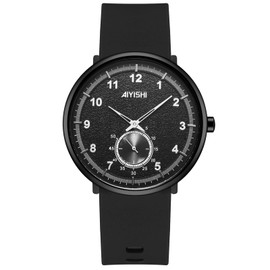 GEDIYAR Mens Minimalist Watches with Slim Case Ultra Thin Waterproof Fashion Sports Analog Quartz Simple Wrist Watch for Men(A8621 Black Silicone)