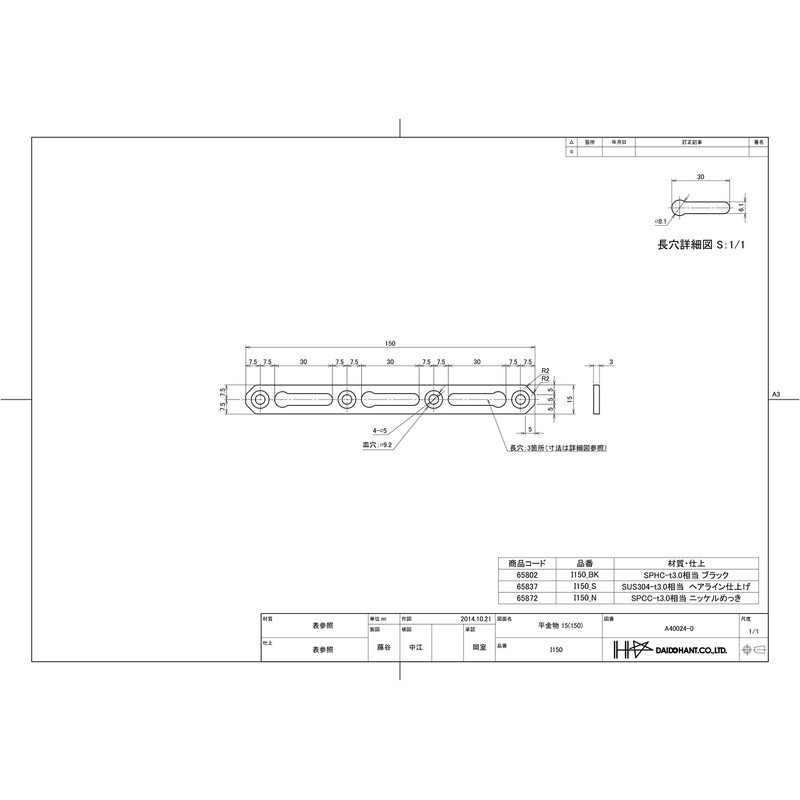 DAIDOHANT 65802 (Reinforced Hardware) DH Perfect Support I-Type I150 BK