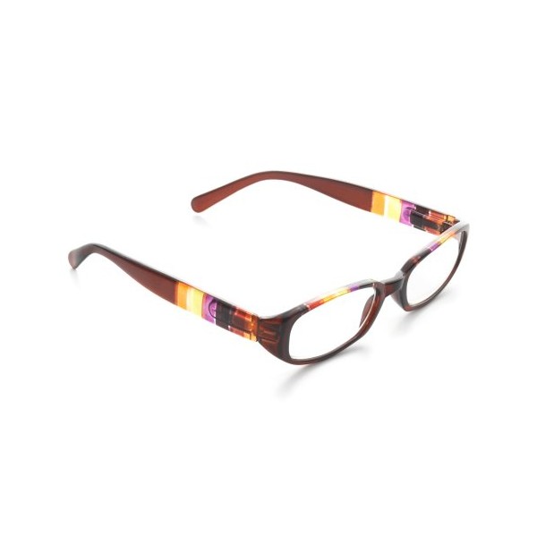 Zoom Patterned Rectangular Reader, Brown with Stripe Print, 3.00