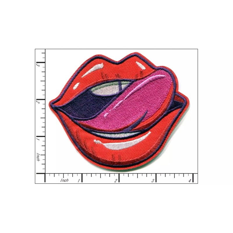 Patchwork Paradise Sexy And Seductive Red Licking Lips Embroidered Iron