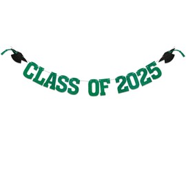 Class of 2025 Banner - 2025 Graduation Decorations, 2025 Grad Party Decor, We are So Proud of You Banner, 2025 Senior High School College Graduation Party Decoration (Green)