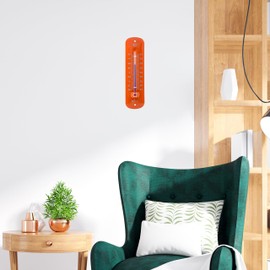 Lantelme Outdoor Garden Thermometer Metal 19 cm Orange Analogue Also for Home Indoor Room Office Retro Vintage Garden Thermometer Outdoor Thermometer