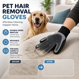 Pet Hair Removal Gloves for Grooming & Cleaning – Double-Sided Reusable Mitts for Sofas, Carpets & Clothes
