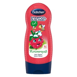 Bübchen Kids Shampoo and Shower Gel Raspberry Fun, Kids Shampoo and Shower Gel, pH Neutral Wash Lotion for Gentle Children's Skin, Raspberry Fragrance, Quantity: 4 x 230 ml