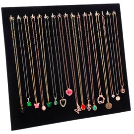 BELLE VOUS Black Velvet Necklace Jewellery Chain Holder - 37 x 30cm/14.57 x 11.81 Inches - Necklace Organiser Display Stand with 17 Hooks - Necklace Holder for Home or Retail Shop Display