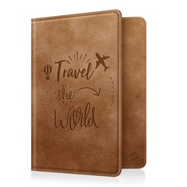 Fintie Passport Vaccination Certificate Protective Cover - Premium Faux Leather Passport Holder Travel Organiser with RFID Blocking for Credit Cards, ID, Travel Documents for Men and Women, X-vintage