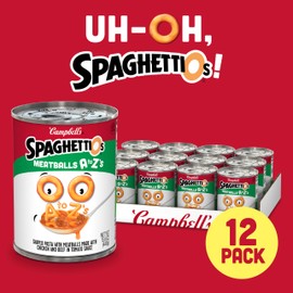 SpaghettiOs A to Z's Canned Pasta with Meatballs, 15.6 oz Can (Pack of 12)