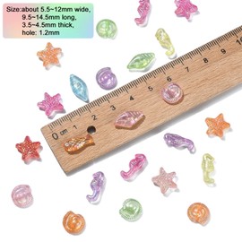 Ipotkitt 100g Transparent Acrylic Beads Sea Life Beads Summer Starfish Shell Seahorse Spacer Beads for Bracelets Necklaces Jewellery Making DIY Crafts