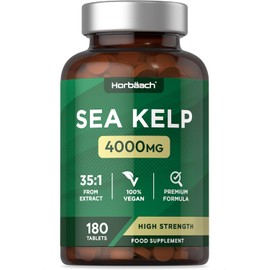 Horbaach Sea Kelp Tablets | 4000mg | 180 Vegan Tablets | High Strength Concentrated Extract | No Artificial Preservatives