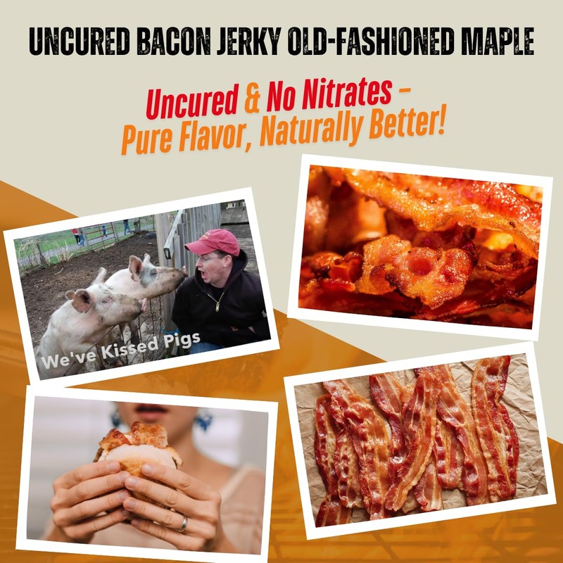 Pork Barrel BBQ Old-Fashioned Maple Bacon Jerky - Uncured Snacks,