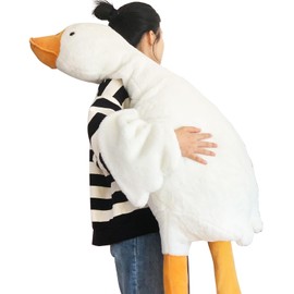 Body Pillow, White Goose Cushion, Stomach Pillow, Extra Large, Total Length Approx. 35.4 inches (90 cm), Animal, Plush, Large Size, Soft, Side Sleeping, Long Cushion, Girls, Present, Children, Toy