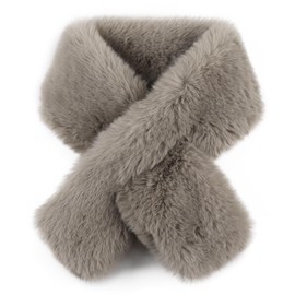 XIAOHAWANG Warm Winter Women Scarf Faux Fur Lady Neck Warmer Fleece Collar Scarf for Women (Khaki)