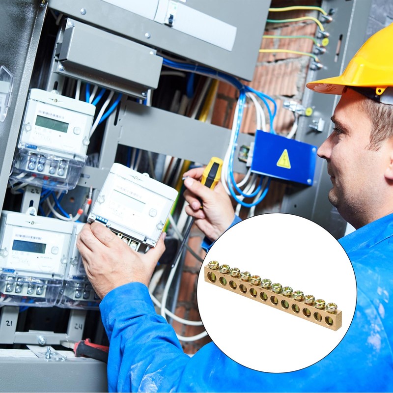 Sourcing Map 4 Pcs Brass Ground Bus Bar Terminal Block