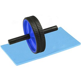 TNP Accessories Double Abdominal Exercise Roller Wheel with Knee Mat Foam Handles Sports Ab Wheel Roller Abdominal Exercise -Core Abs Trainer Cruncher For Strength-Training (Blue)