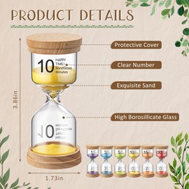 Kingdder Pack of 6 Wooden Sand Timer Set Operation Colorful Hourglass Timer Sandglass 1/3/5/10/15/30 Minutes Wood Sand Clock for Back to School Classroom Office Kitchen Cooking Home