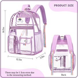 Lanola Clear Backpack Heavy Duty PVC Transparent Backpack for Work & Travel & Sport Event-Purple