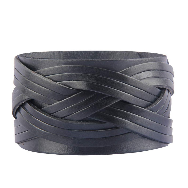 GelConnie- Pulsera cuero trenzada, estilo punk, rock, estilo gótico, ajustable,