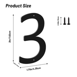 3 Inch House Numbers and Metal Letters for Outdoor Signs, House Numbers for Outside, Aluminum Address Letters and Numbers for Door, Mailbox, Garden, Perfect for Home or Office (Number 3)